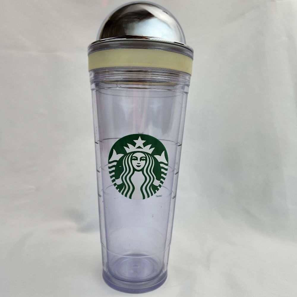 ☕️Starbucks 2011 Clear Siren Logo Double Wall 24oz Cold Cup & Dome Lid Set
